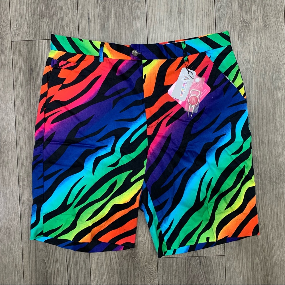 Royal & Awesome‎ Wild Ones Rainbow Golf Shorts Sz 40 NWT